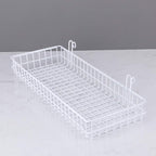 Kaforise Hanging Basket for Wire Wall Grid Panel, Multi-function Wall Storage and Display Basket, Large Size, White
