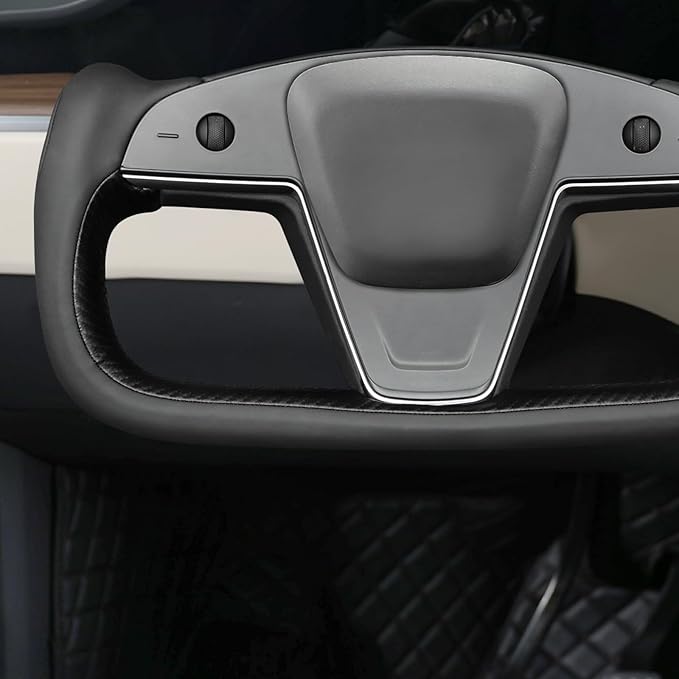 MEWANT Hand Stitched Tesla Model S Yoke Steering Wheel Cover Wrap for Tesla Model S 2021-2023 / Model X 2021-2023 Tesla Yoke Steering Wheel Accessories(3D Style)