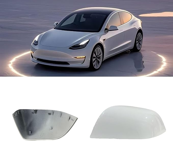 Compatible with Tesla Model 3 Side Mirror Cover Replacement 2017 2018 2019 2020 2021 2022 2023 2024 2025, Left Side Rearview Mirror Cover Cap for Model 3 Accessories(White)