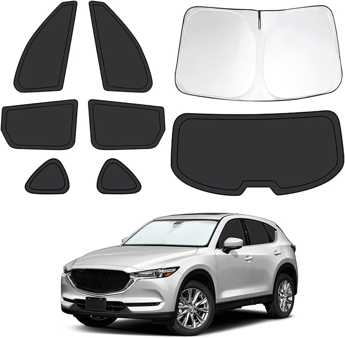 8pcs Car Window Shades for Mazda CX-5 2017-2025, Full Car Window Covers for Privacy, Sunshades for CX-5 Front Rear Windshield Side Windows to Block UV and Protect Privacy