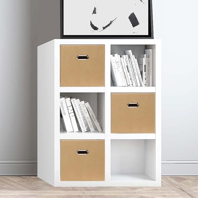 Black Fabric Cubby Storage Bins,13x13x13 Inches ,Cube Organizer Bin Foldable Storage Boxes with Dual Handles Fabric Organizer
