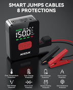 Jump Starter with Air Compressor, 8000A 150PSI Portable Car Jump Starter, 12V Jump Start Pack (All Gas/12L Diesel),Portable
