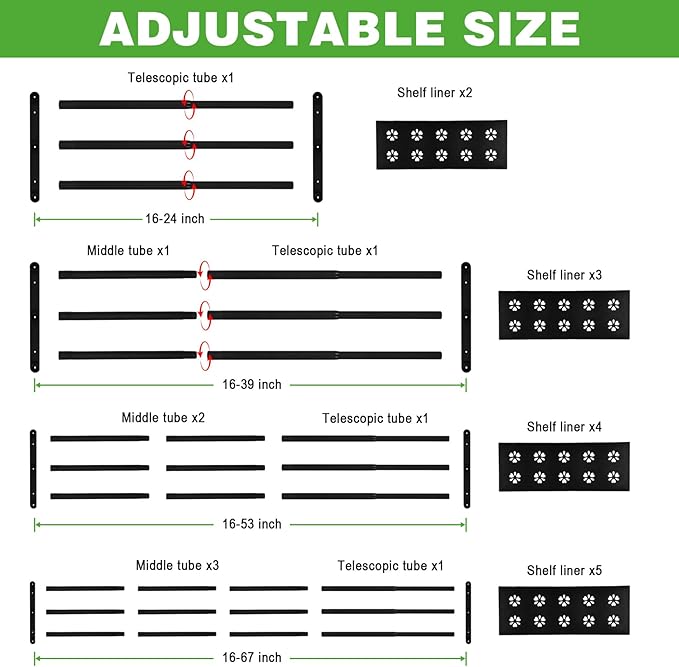 Expandable Closet Shelf, 16-53 Inches Metal Closet Rod Organizers and Storage Shelves Space Saving DIY Divider Separator for 