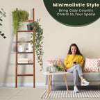 Decorative Wooden Blanket Ladder for the Living Room and Bedroom, 5ft 8 inch, Pine Wood Quilt Ladder, 6-Tier Wall Leaning Bla