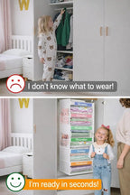 punemi Weekly Clothes Organizer for Kids, 6-Shelf Hanging Closet Storage with Side Pockets, Days of The Week Design, 11.8" x 