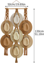 Tissting Macrame Hat Hanger 7 Styles Wall Mounted Organizer - Boho Home Decor Storage Solution for Wide Brim Hats Caps Displa