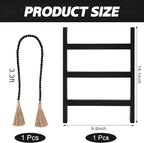 AceOrbit 2 Pcs 14'' Tea Towel Ladder with 3.3 ft Vintage Wood Bead Garland Small Decorative Ladder Hand Towel Stand Mini Blan