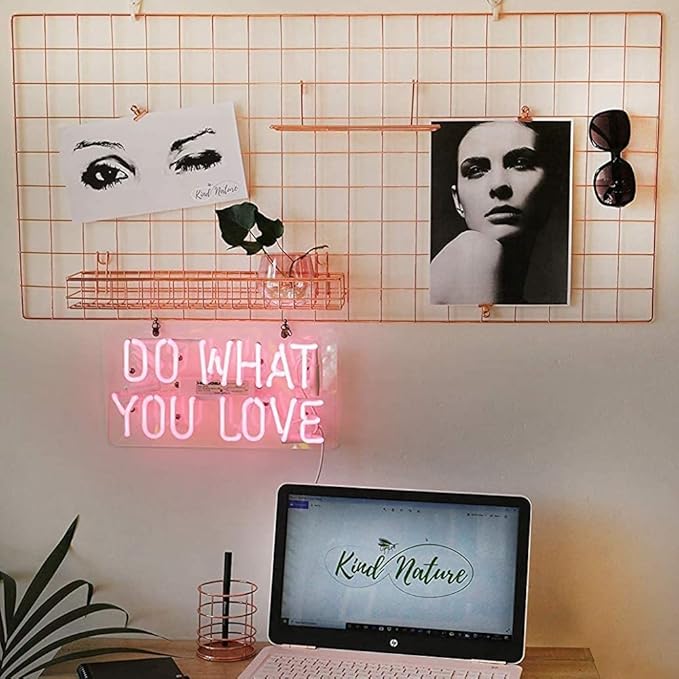 Rose Gold Grid Wall Basket Wire Wall Shelf for Grid Panel Easy Hanging Tray for Cute Things on Your Grid Wall Storage Display