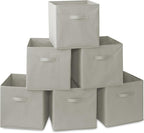 Casafield Set of 6 Collapsible Fabric Cube Storage Bins, Light Gray - 13" Foldable Cloth Baskets for Shelves, Cubby Organizer