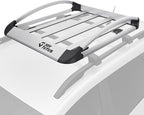 JOYTUTUS Rust-Resistant Aluminum Roof Cargo Basket, 47" x 40" x 8",Lightweight Roof Rack Cargo Carrier, Universal Roof Basket, 150 lbs Load Capacity, Fits SUVs, Trucks, and Cars,Silver