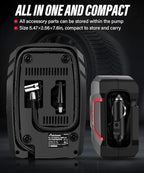 Avid Power 12V DC Air Compressor w/Digital Pressure Gauge, Car Tire Pump w/LED Light, Auto Shut-Off Tire Inflator for Car, Bicycles, Balls and Other Inflatables