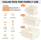 【FAMILY PACK】Drawer Organizer Clothes, 20 Pack Dresser Organizer Bins for Baby Clothes - Underwear Bra Sock Organizer - Fabri