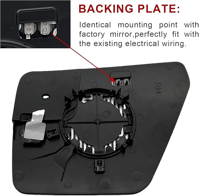 Passenger Side Mirror Replacement for Ford F150 2022 2023, Right Exterior Side Rearview Mirrors Glass, with Backing Plate, Po