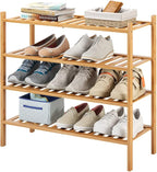 4-Tier Bamboo Shoe Rack for Entryway, Stackable | Heavy Duty | Multi-Function, Free Standing Shoe Racks for Bedroom Hallway C