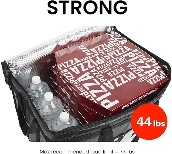 NZ home Insulated Bags for Food Delivery (3XL) Grocery Shopping Cooler Bag, Pizza Delivery, Hot & Cold Catering Tote, Reusable, Foldable & Heavy Duty (10 Pack, Black)