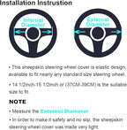 Soft Fluffy Sheepskin Car Steering Wheel Cover for Universal Auto Vehicle Women Man 14 1/2 inch-15 1/2inch Fuzzy Accessories 