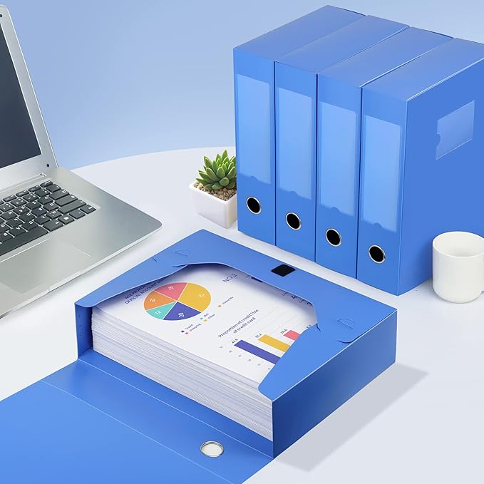 HUA JIE A4 Storage File Boxes Plastic Archives Cases with Lid, File Folder Organizer Document Filing Box for office,31×7.5×23