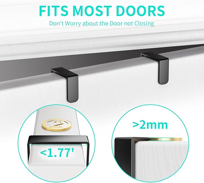 HapiRm Over Door Hat Rack - 2 Packs Hat Organizer with 8 Hooks Design, Hanging Baseball Cap Organizer Storage Holds Up to 40 