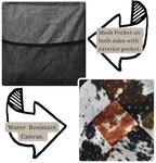 NGIL Extra Large Utility Tote Reusable Grocery Bag Oversized Collapsible for Groceries, Storage, Picnic, Beach (Cow Tile Print-Black)