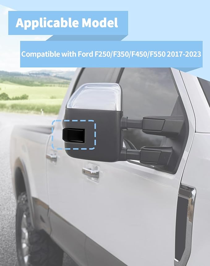 Voodonala Rearview Mirror Turn Signal Cover Compatible with Ford F250/F350/F450/F550 2017-2023, Smoke Black Side Mirror Marker Running Trim