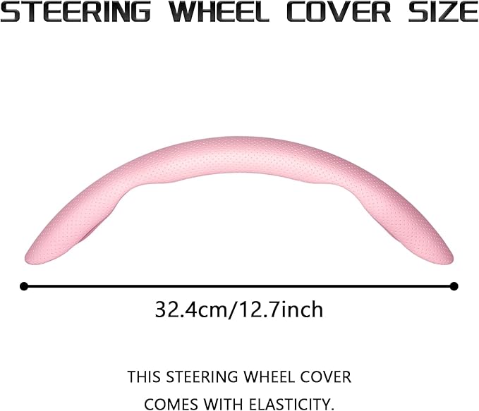 2-Piece Steering Wheel Cover, Carbon Fiber Segmented Steering Wheel Protector, Universal and Anti-Slip Durable Car Leather Pr