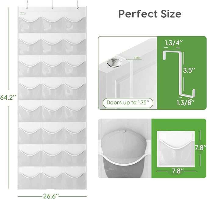 Unjumbly Baseball Hat Rack, 24 Pocket Over-The-Door Hat Organizer with Clear Deep Pockets to Display Baseball Caps Collection