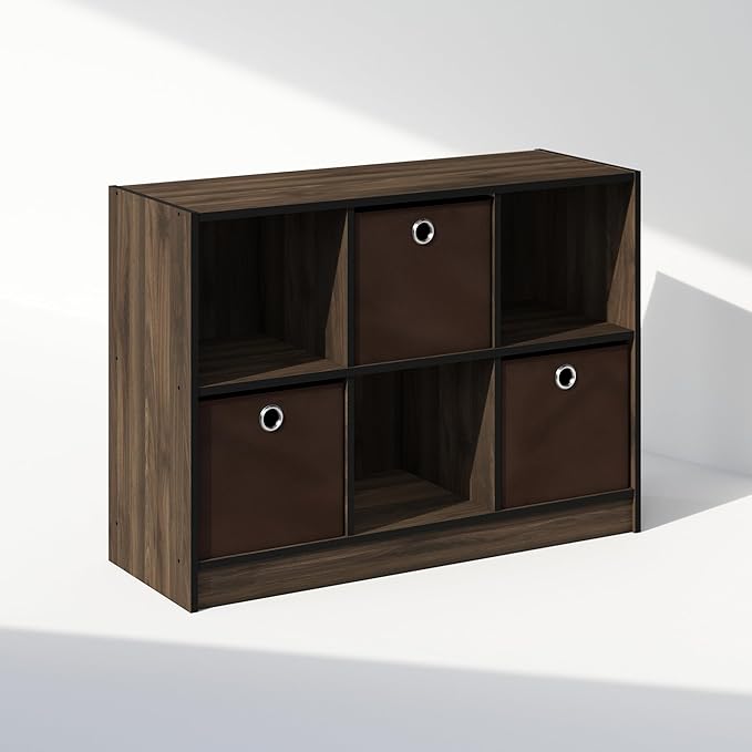 Furinno Cubic Closet Organizers and Storage, 6-Cube Closet Organizer with Bins, Open Shelf Storage, for Wardrobe, Bedroom, Li