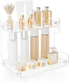 Bathroom Counter Organizer Countertop 2 Tier Storage Acrylic Corner Makeup Organizer for Perfume Stand, Vanity Holder, Dresse