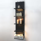 5 Tier Wall Shelf Unit, Black Shelves,Lack Shelf, Wall Shelves for Bedroom，Office,Bathroom, Vanity Shelves with LED Remote Co