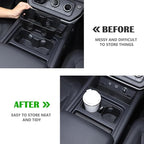 Black Center Console Cup Holder Compatible with Land Rover Defender 90 110 130 2020-2024 Car Cup Holder Expander Storage Box，