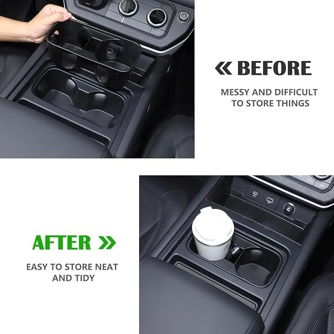 Black Center Console Cup Holder Compatible with Land Rover Defender 90 110 130 2020-2024 Car Cup Holder Expander Storage Box，