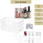 JUNCHU CHERRY Wire Storage Basket 2 Packs, Wall Mounted Kitchen Bathroom, Hanging Cabinet Door Storage Basket, no Drilling, S