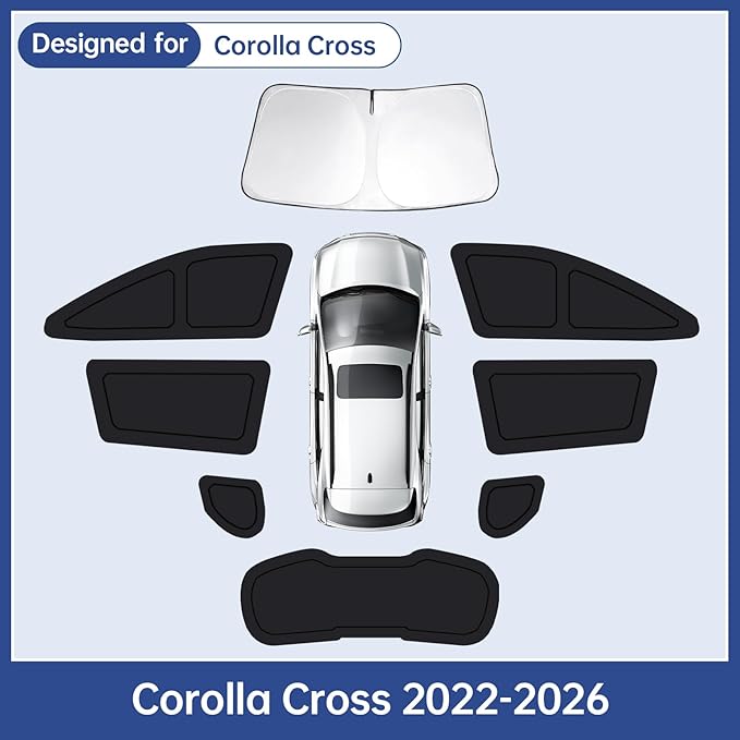 Car Window Shades for Toyota Corolla Cross 2022-2026, Full Car Window Covers for Privacy, Sunshades for Corolla Cross Front Rear Windshield Side Windows to Block UV and Protect Privacy(6pcs)