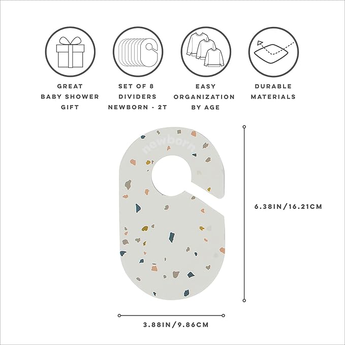3 Sprouts Baby Closet Organizer Set - 15 Nursery Hangers with 8 Size Dividers, Closet Dividers for Baby Clothes and Clothes O