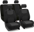 FH Group Bright Flat Cloth Full Set Automotive Seat Covers Front Set and Rear Solid Bench Black Seat Covers w. Gift Universal