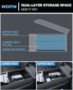 for 4PCS Double Layer Center Console Armrest Organizer&Cup Holder Insert&Wireless Mat Compatible with 2024-2026 Chevy Traverse