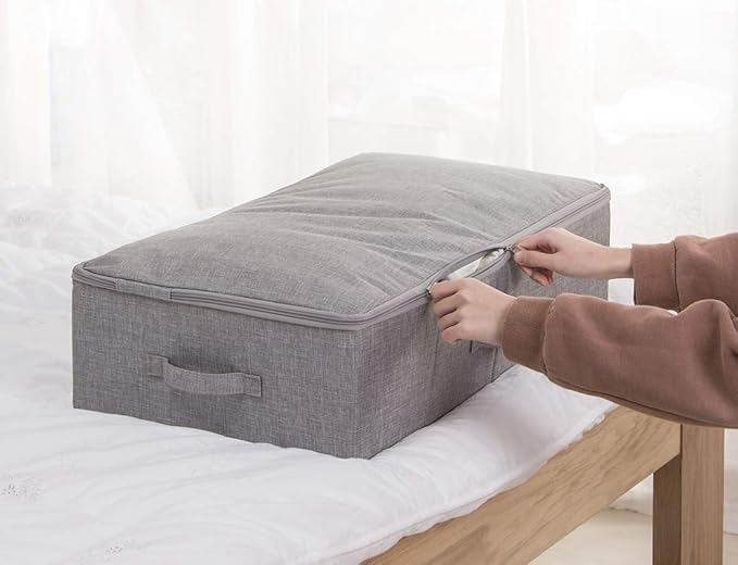 iwill CREATE PRO Folding Breathable Underbed Storage Bins with Lids, Wardrobe Closet Clothing Blanket, Shoes, Toys Organizer 