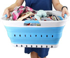 SAMMART 42L (11 gallon) Collapsible Plastic Laundry Basket - Foldable Pop Up Storage Container/Organizer - Space Saving Hampe