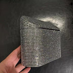 Sparkly Car Trash Car,Hanging Garbage Can with Lid Bling Rhinestone Trash Bin,Litter Container for Vehicle,Office,Home (White)