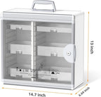 Glosen Medicine Cabinet with Key Wall Mounted Medication Lock Box 【 Silver 15x 6.7 x 13 Inch】 Portable Storage Container Big 