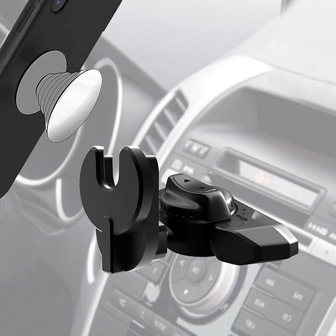 CD Slot Car Grips Phone Holder,CD Slot Phone Holder for Grip/Socket,Car Mount for Pop Socket Compatible with Magsafe Wallet, Black