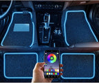 Soft Car Floor Mats with Led Strip Light, App Control Leather Interior Car Lights Floor Mats, Universal Fit Black Automotive Carpet, Anti-Slip Waterproof RGB Car Decor Accessories for SUV,Sedan,Jeeps