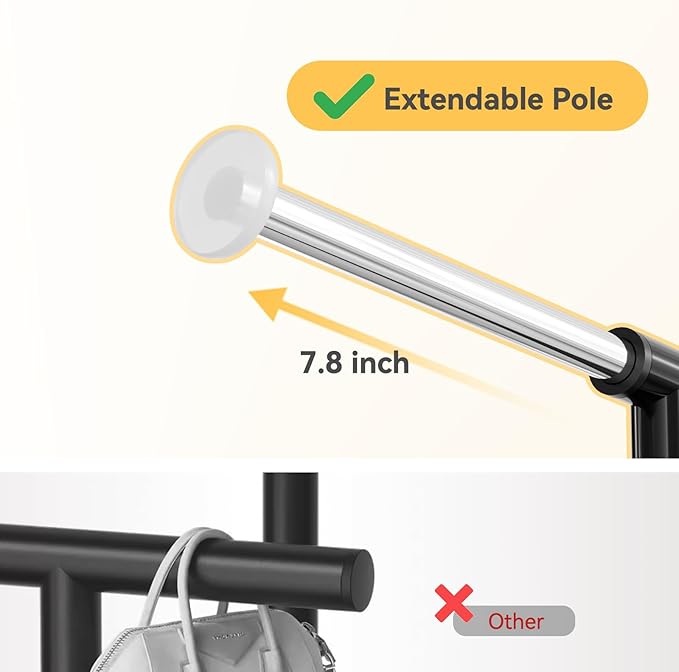 Double Clothing Rack, Clothes Rack for Hanging Clothes, Rolling Garment Rack with Adjustable Rod, Black