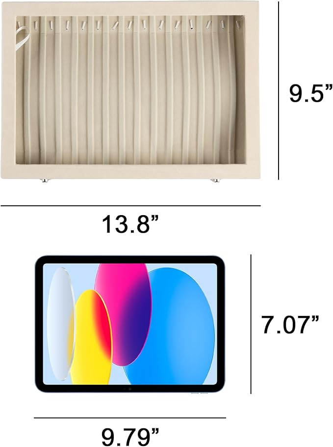 Frebeauty 15 Hooks Necklace Tray Velvet Neckalce Organizer with Clear Lid Lockable Necklace Holder Box Jewelry Organizer for 