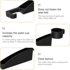 2PCS Car Seat Gap Filler, Dual Slot Carbon Fiber Vehicle Side Seat Gap Organizer Strip with Cup Holder, Auto Console Guard Spacer Stop Things from Dropping, Universal Fit (Black)