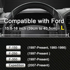 West Llama Customized Auto Car Steering Wheel Cover for Ford F-150, F-250, F-350, Expedition(Diamond Quilted - Black+Gray)
