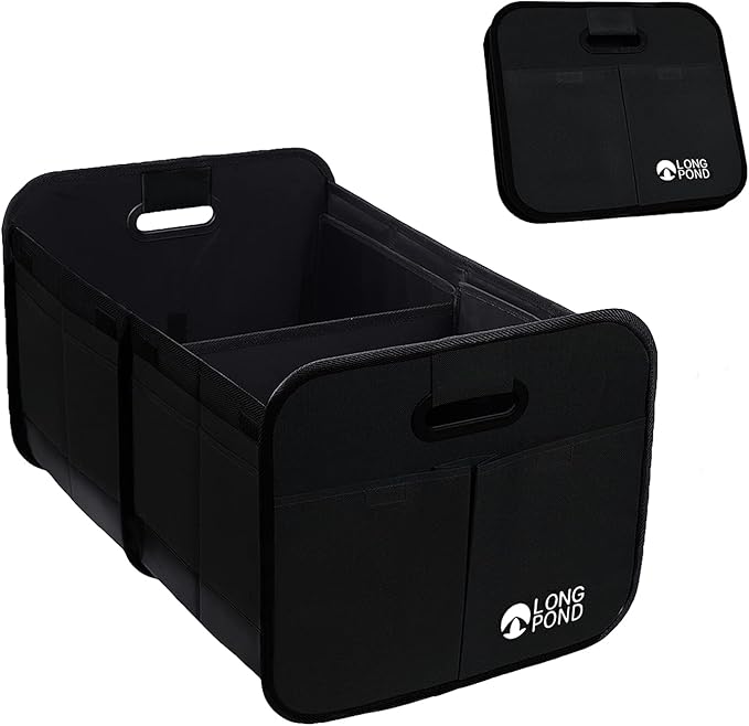 Long Pond Car Trunk Organizer, Storage for SUVs or Sedans, Foldable Cargo Containers with 9 Pockets and Reinforced Handles,