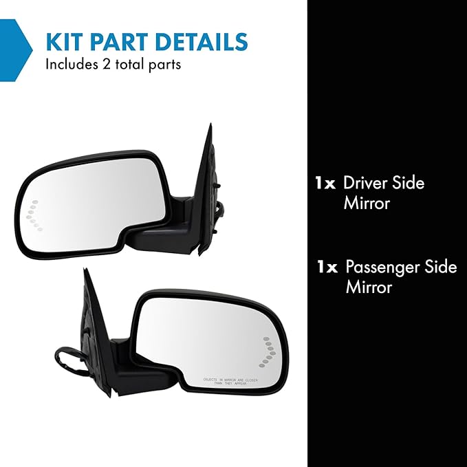 TRQ Left and Right Mirror Assembly Set Power Heated Turn Signal Memory Power Folding Compatible with 03–05 Chevrolet Silverad