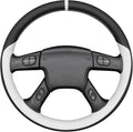 MEWANT Hand Stitch Steering Wheel Cover for Chevy Silverado 1500 2003-2006 Black White Faux Leather Steering Wheel Wrap