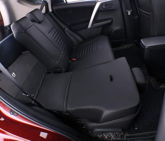 EKR Rav4 Seat Covers Custom Fit for Toyota Rav4 LE(NOT for Hybrid) 2013 2014 2015 2016 2017 2018,Leather Car Seat Cover for T